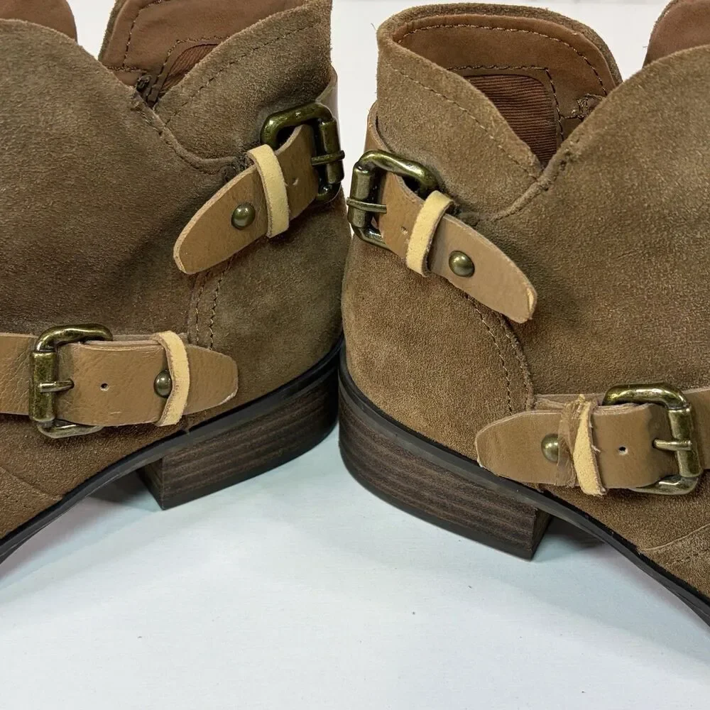 Crown Vintage Boots Womens 7.5 M Roberta Ankle Booties Brown Leather Side Zipper